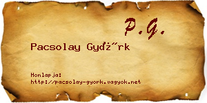 Pacsolay Györk névjegykártya